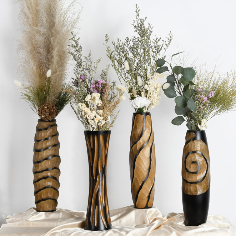 Wrought Studio Locally Slanting 14inch Mango Wood Concaving Vase